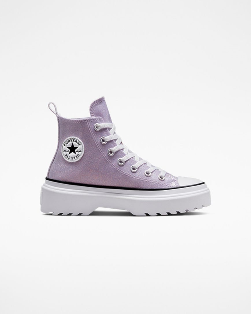 Zapatos Plataforma Converse Chuck Taylor All Star Lugged Lift Glitter Altas Niña Moradas Blancas Negras | PE 2LP58W